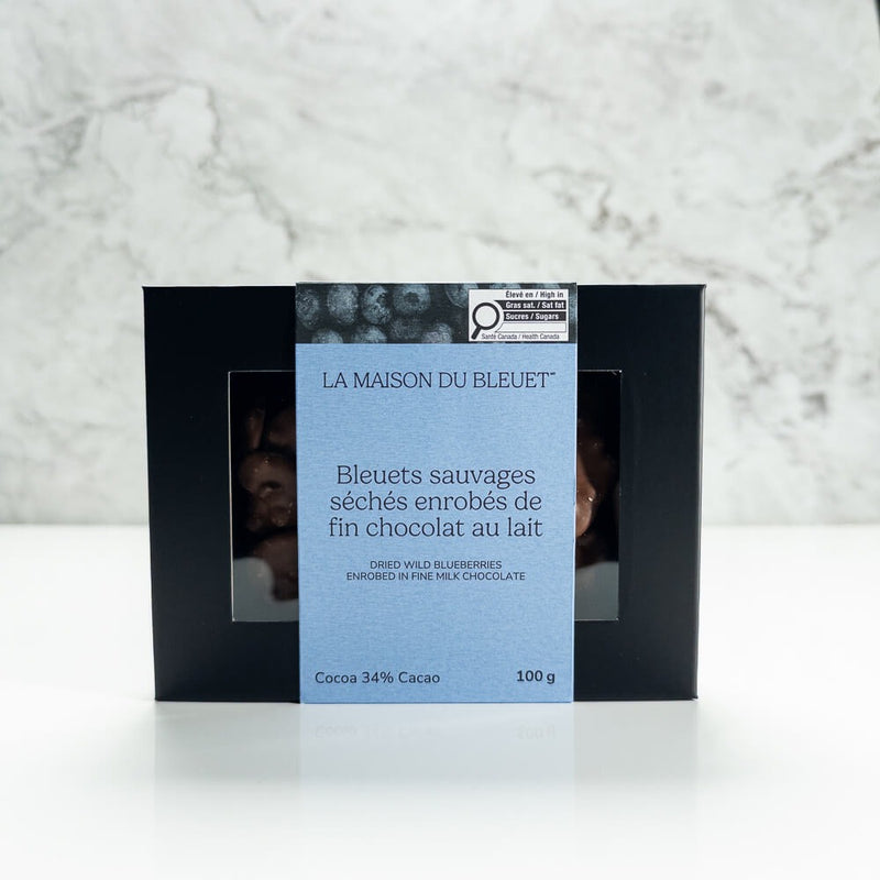Bleuets séchés enrobés de chocolat | 100 g | La maison du bleuet