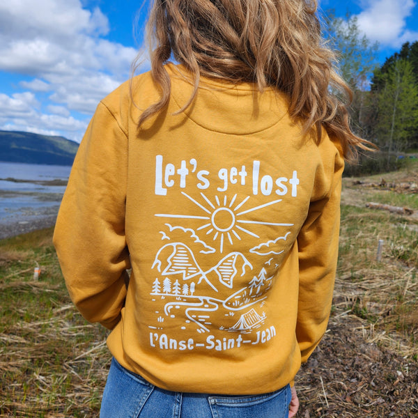 Crewneck Let's get lost - L'Anse-Saint-Jean | Rebelles des bois design