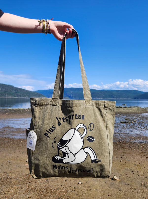 Sac de magasinage | Plus d'espresso, moins dépresso ! | Rebelles des bois design
