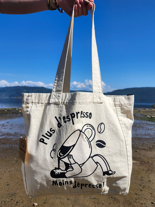 Sac de magasinage | Plus d'espresso, moins dépresso ! | Rebelles des bois design
