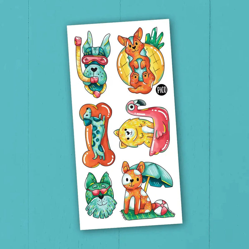 Tatouage temporaire | Les chiens à la plage | Pico tatoo