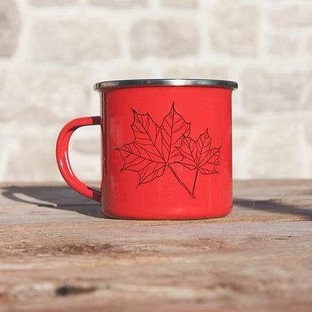 Tasse de camping émaillée | Feuille d'érable | Retour à la terre