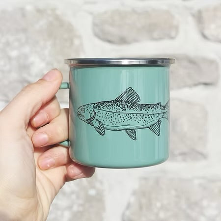 Tasse de camping émaillée | Truite | Retour à la terre