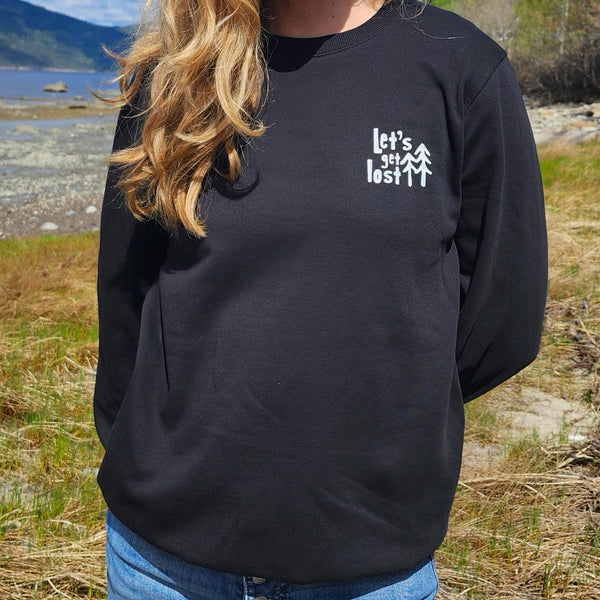 Crewneck Let's get lost - L'Anse-Saint-Jean | Rebelles des bois design