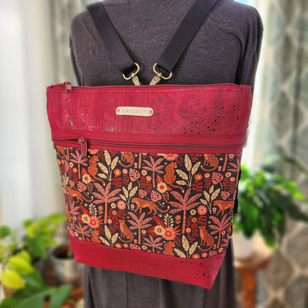 Sac Nini liège | Bordeaux et petit guépards | Origamy