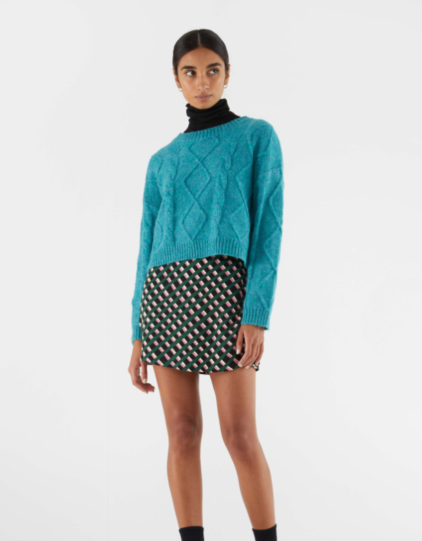 Chandail tricot tressé | Turquoise | Compania fantastica