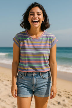 T-shirt Lily Cottony | Rayé multi | Soleil Soleil
