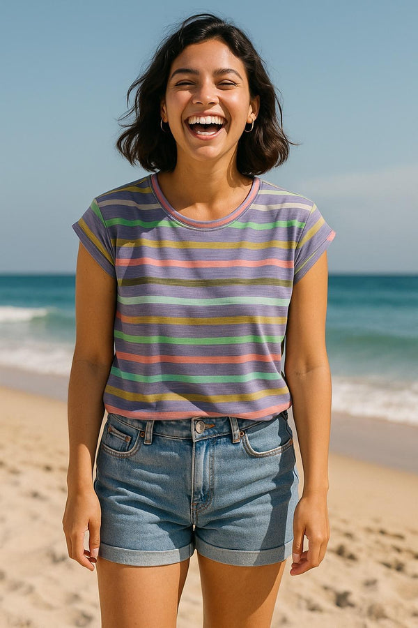 T-shirt Lily Cottony | Rayé multi | Soleil Soleil