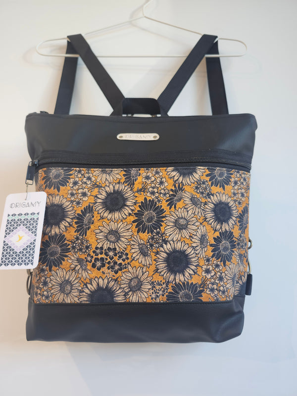 Sac Nini | Noir Motif tournesol | Origamy