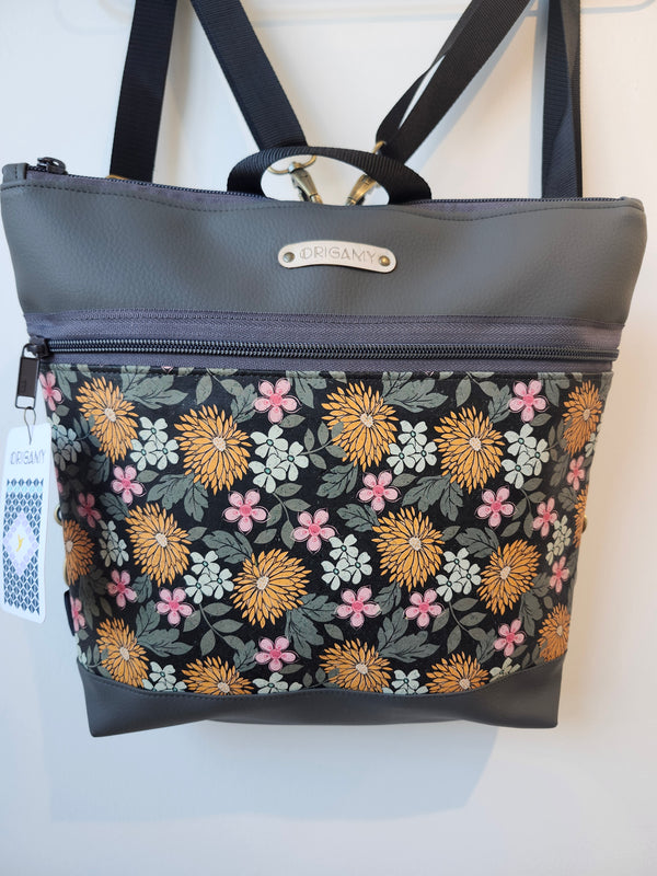Sac Nini | Gris Fleuris jaune | Origamy