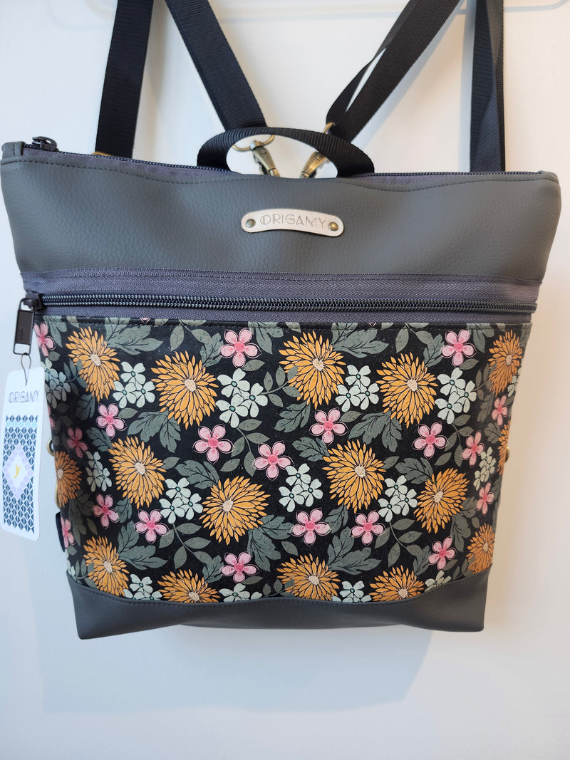 Sac Nini | Gris Fleuris jaune | Origamy
