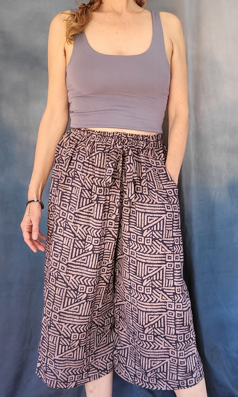 Pantalon palazzo 3/4 Soft print | Soleil Soleil