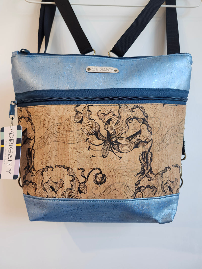 Sac Nini liège | bleu poudre brillant | Origamy