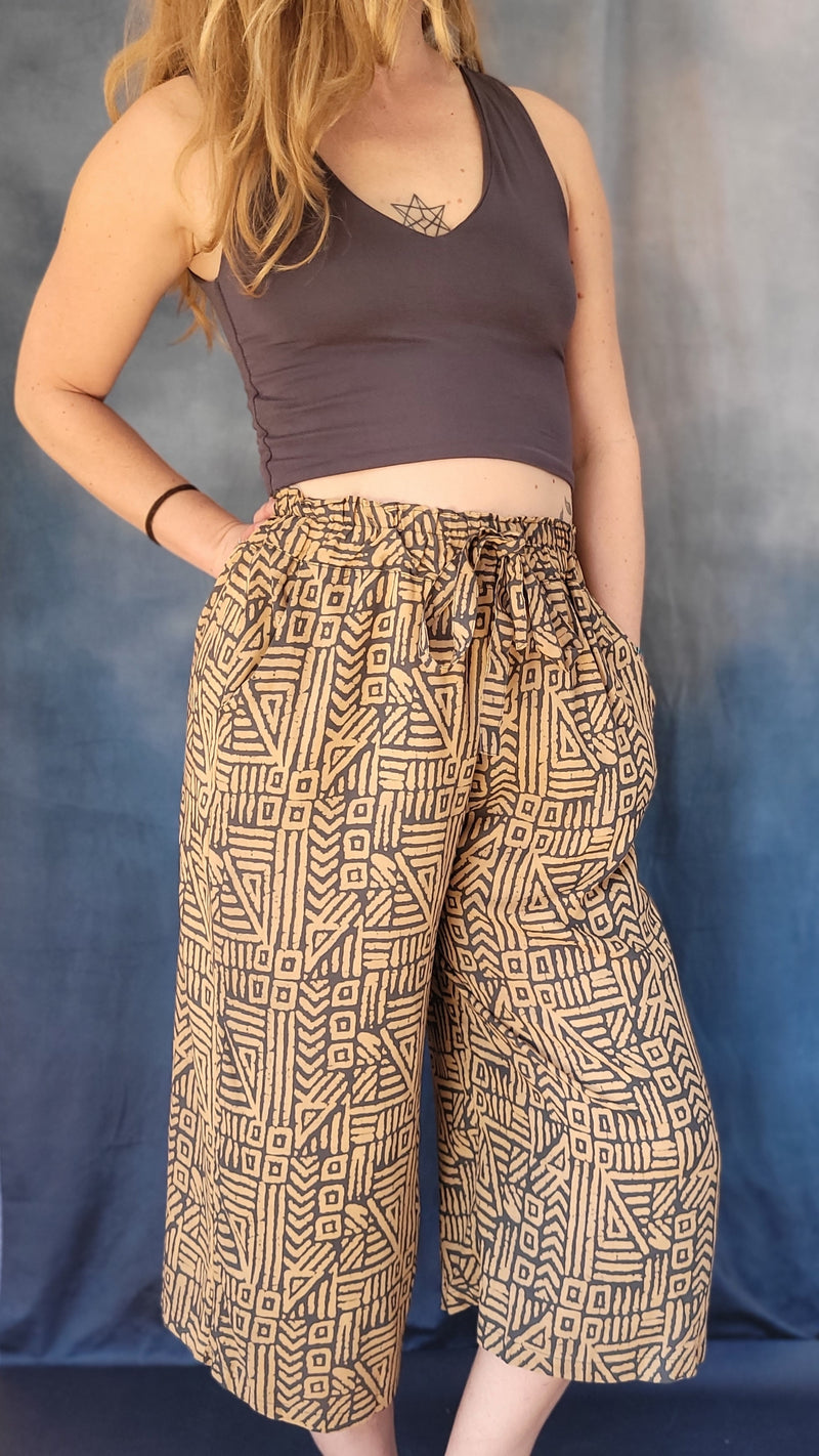 Pantalon palazzo 3/4 Soft print | Soleil Soleil