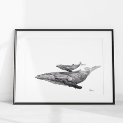 Illustration | Baleine avec son bébé | Le Nid atelier