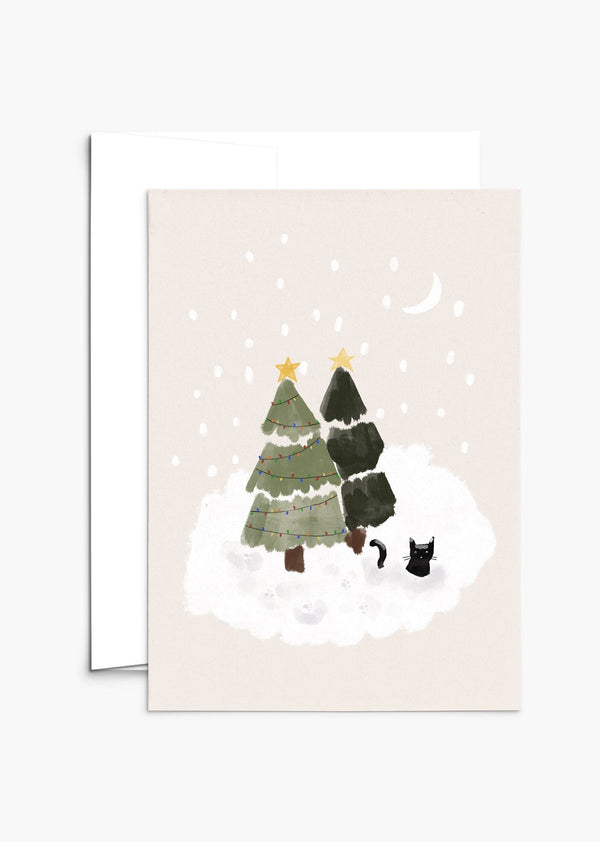 Carte de souhait snowy cat greeting card | Mimi & August