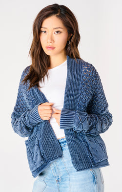 Cardigan indigo délavé | DEX