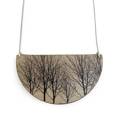 Collier drop arbre | bois pâle | Black Drop