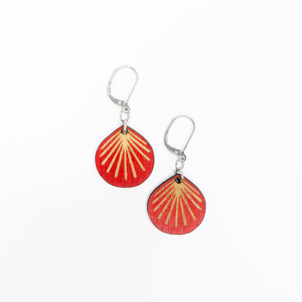 Boucles D'oreilles En Bois Reggae - Épingles Chanvre Vert Jaune Rouge 16mm - Style Bohème